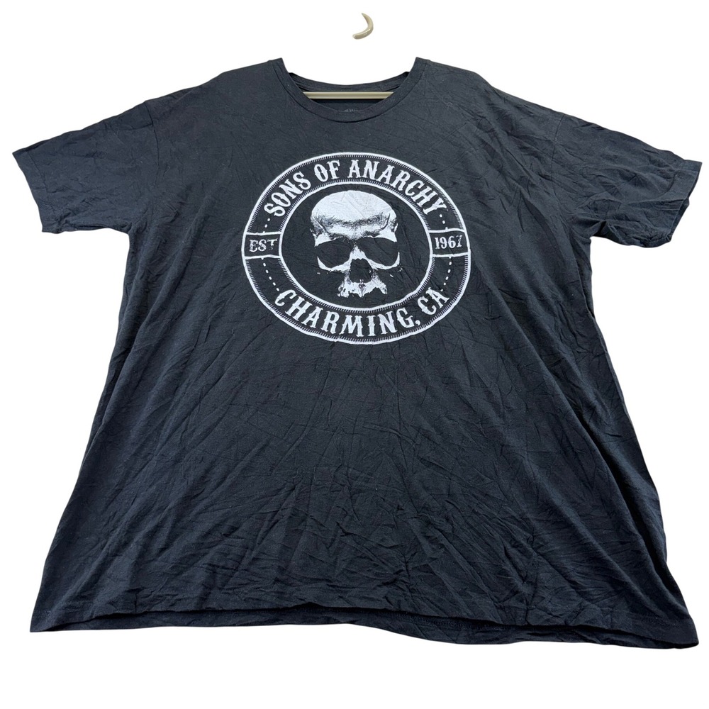 Sons of Anarchy T-Shirt Mens 2XL Black Charming CA Skull Graphic Biker Tee